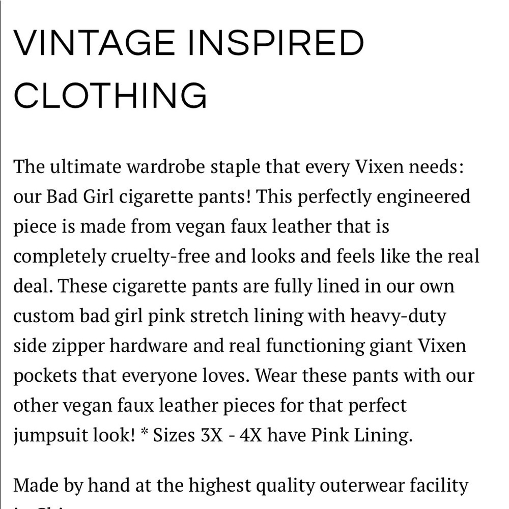 Nwt Vixen by Micheline Pitt Bad Girl Vegan Leather Cigarette Pants - Picture 6 of 15